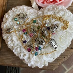 Authentic Brighton Bon Vivant Silver/Gold Colorful Beaded Long Necklace. EUC!